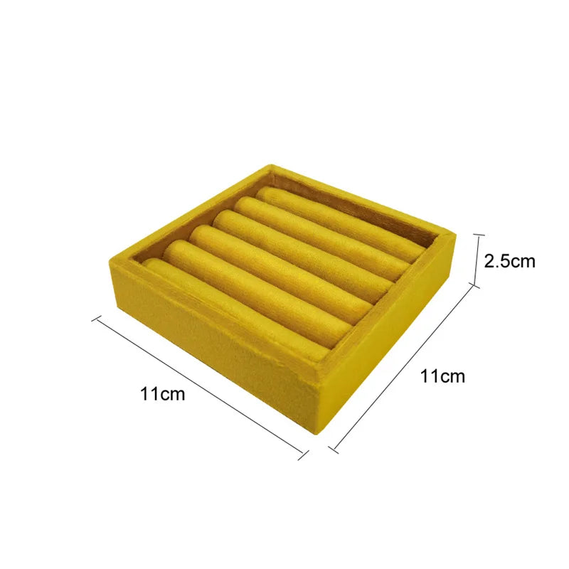 High Quality Velvet Square Tray 11*11Cm Rings Organizer Ear Studs Bangle Storage Plate Jewelry Display Multiple Colors Available