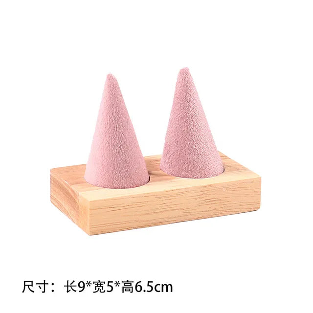 Solid Wood Pink Velvet Jewelry Exhibitor Stand Ring Earrings Storage Stand Bracelet Watch Display Stand