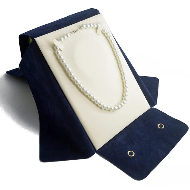 New Jewelry Necklace Holder Bag Pearl Storage Pouch Double-Sided Textured Fabric Portable Jewelry Roll Bag for Exhibitor