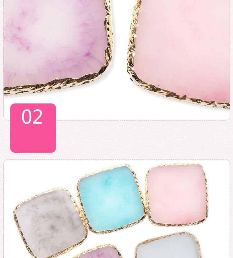 Colorful Resin Square Nail Art Phnom Penh Palette 8.7*8.7Cm Ring Earring Jewelry Display Props Useful Work Showcase Tool Tray