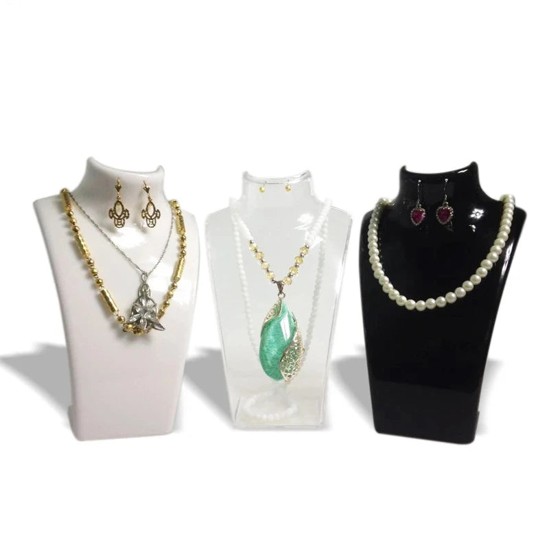 Necklace Display Stand Holder Pendant Earrings Shelf Acrylic Mannequin Jewellry Rack for Necklaces Black White Clear Available