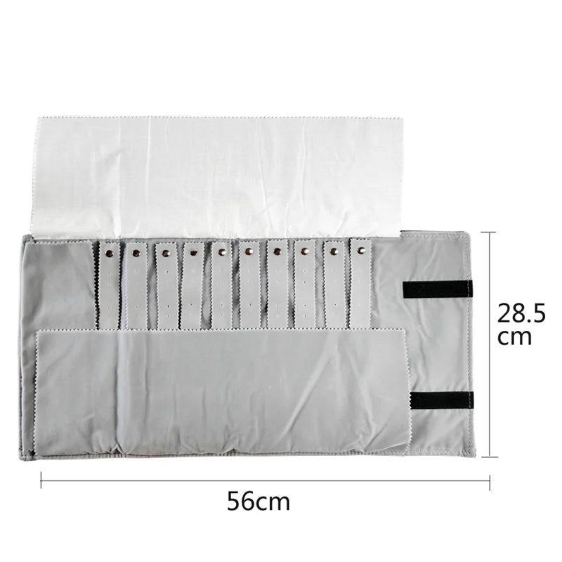 High-Capacity Earring Storage Roll Bag Black Velvet Jewelry Display Storage Bag 60 Pairs Stud Earrings Roll Organizer Cases