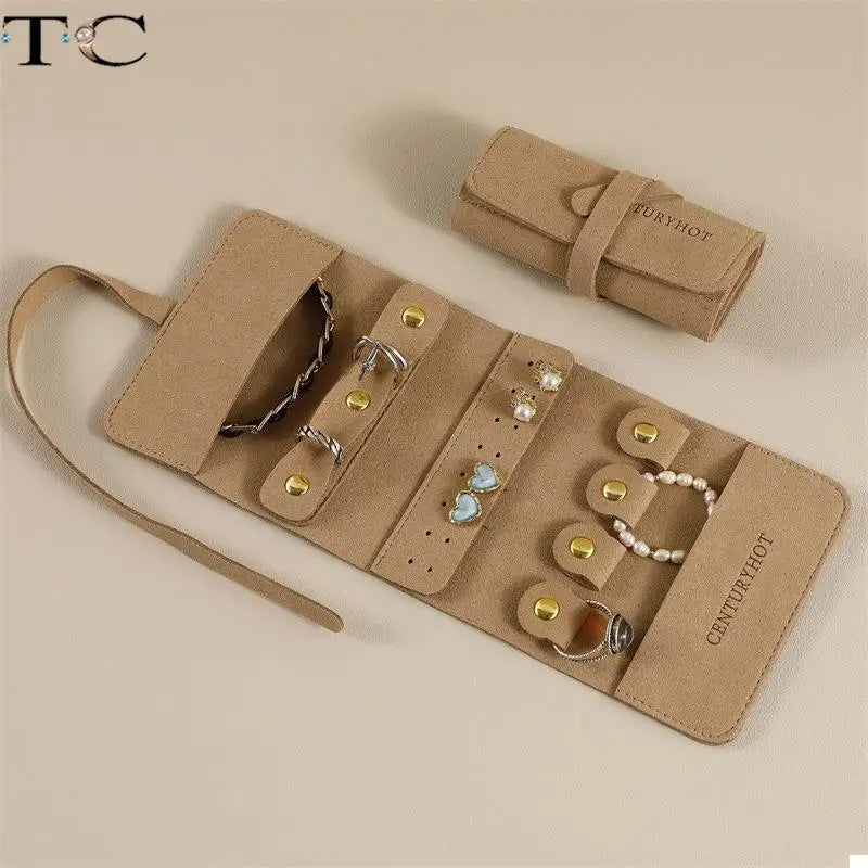 Exhibition Travel Portable Jewelry Storage Bag Microfiber Ring Earrings Display Collection Bag