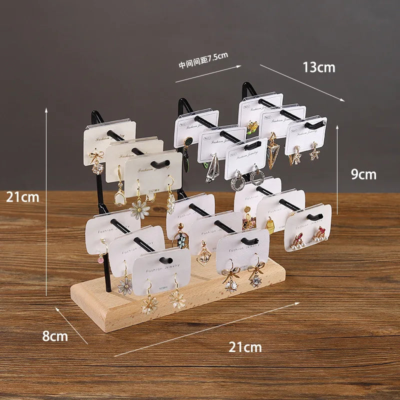 Bracelet Earring Display Holder with Wood Base Earrings Cardboard Storage Rack Jewelry Organizer Key Chain Bracelet Fram