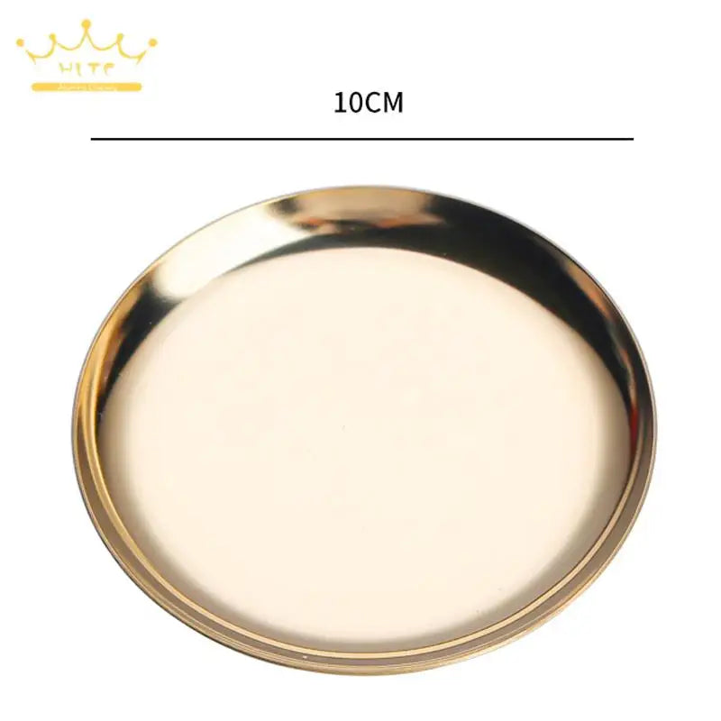 Stainless Steel Round Jewelry Display Tray Desktop Cosmetics Storage Tray Jewelry Photo Prop Tray