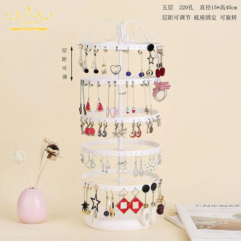 Creative Iron Art Earring Holder Rotatable Spacing Adjustable Jewelry Display Shelf Earring Decorative Frame 3/4/5Layer