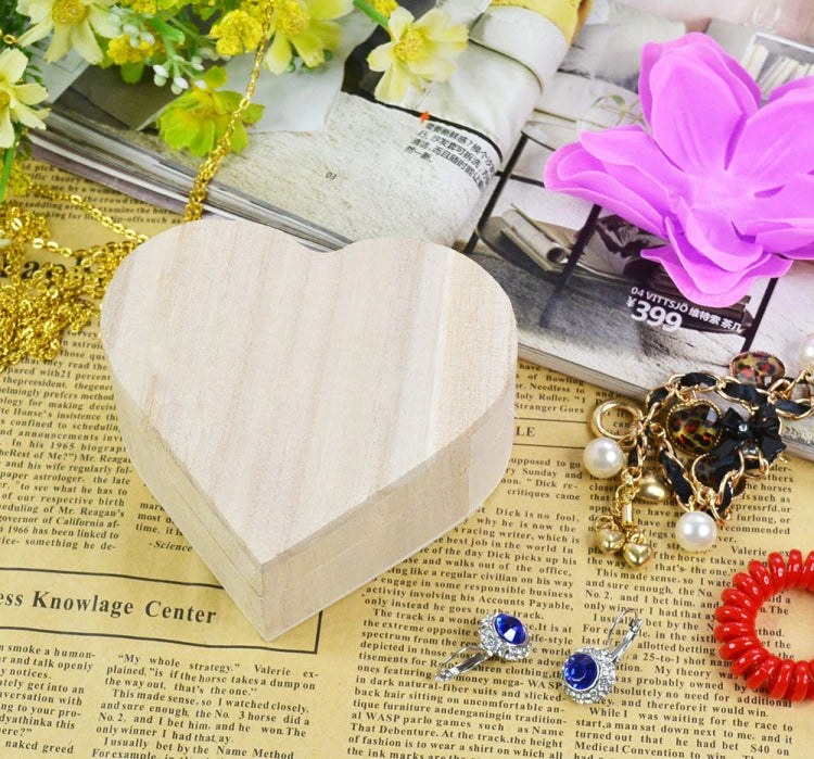 Heart-Shaped Wooden Box Jewelry Case Ring Storage Wooden Contianer Jewelry Creative Gift Box New