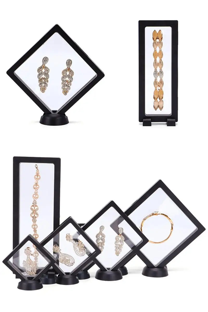 Set 3D Floating Display Case Stands Holder Suspension Storage for Pendant Necklace Bracelet Ring Coin Pin Gift Jewelry Box