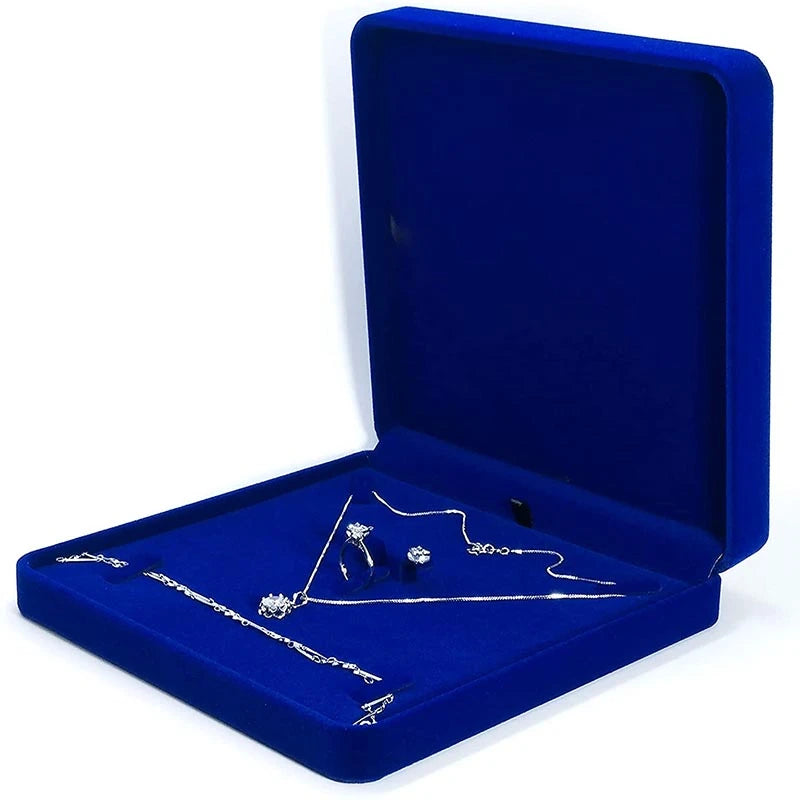 17x12x4cm 5 color Velvet Jewelry Set Box Big Necklace Ring Earring Pendant Gift Packaging Storage Organizer Case Wedding Holder