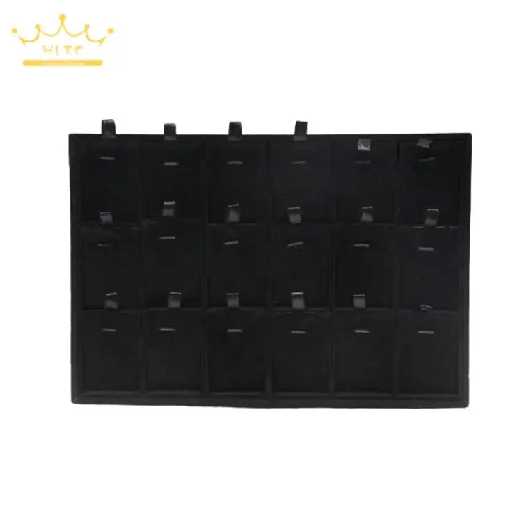 Black Velvet Ring Necklace Display Tray Earring Jade Pendant Storage Plate Large Size Rings Jewelry Organizer Box 35*24Cm