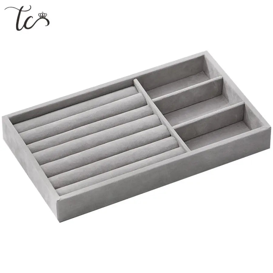 Flocking Jewelry Display Tray Ring Earrings Necklace Pendant Bracelet Brooch Watch Hair Card Home Storage Tray