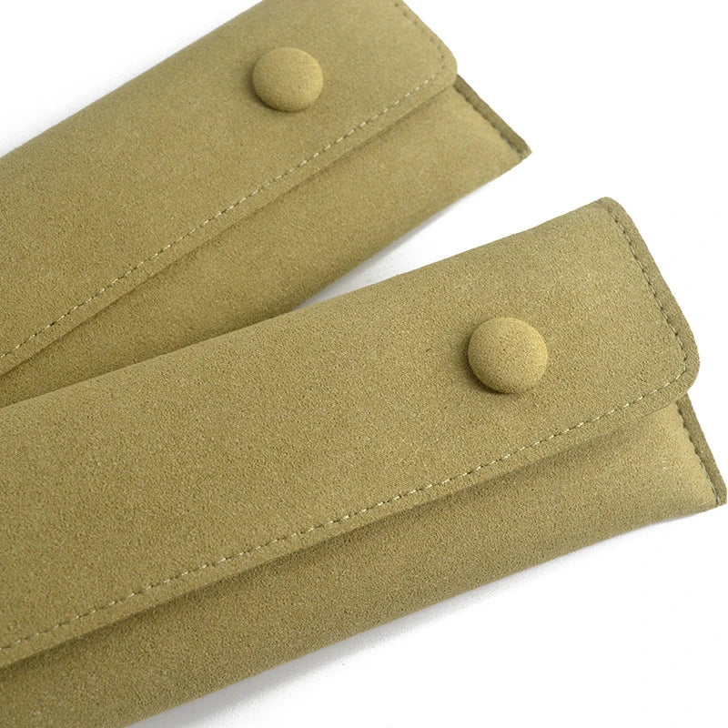 Creative Grass Green Necklace Storage Bag Microfiber Portable Bracelet Snap Collection Bag Jewelry Storage Bag