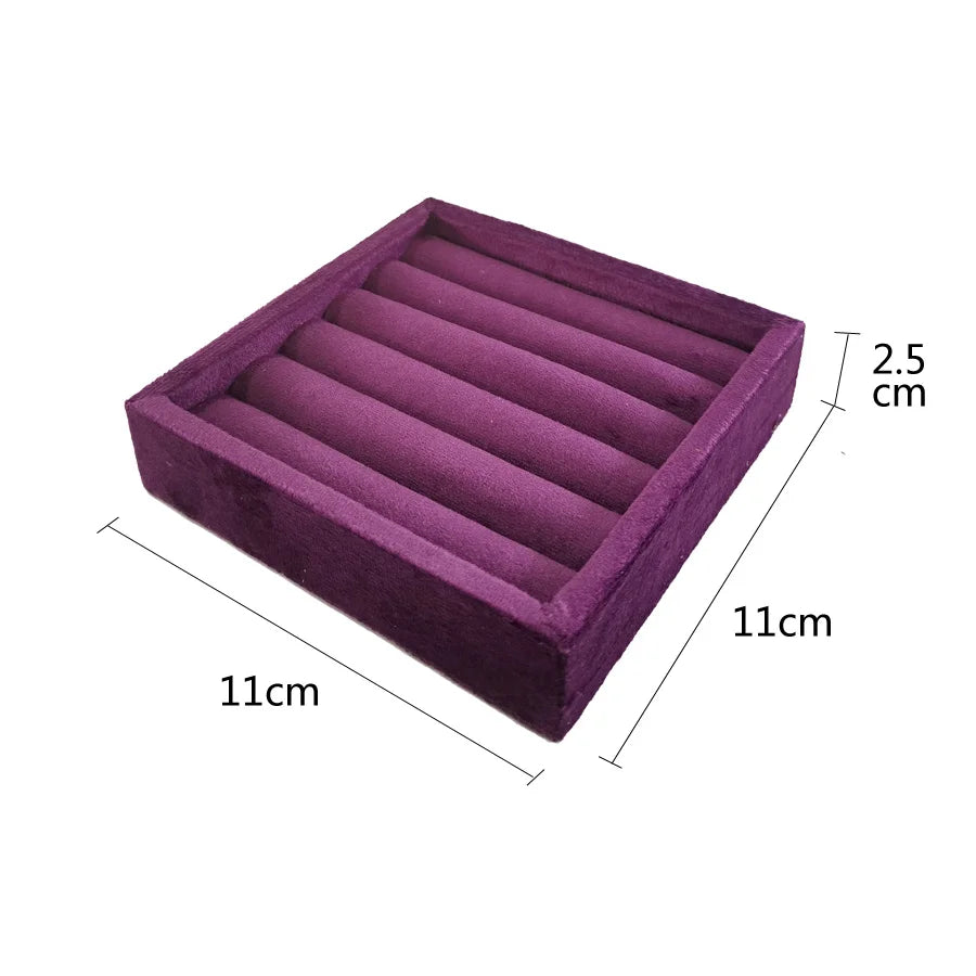 High Quality Velvet Square Tray 11*11Cm Rings Organizer Ear Studs Bangle Storage Plate Jewelry Display Multiple Colors Available