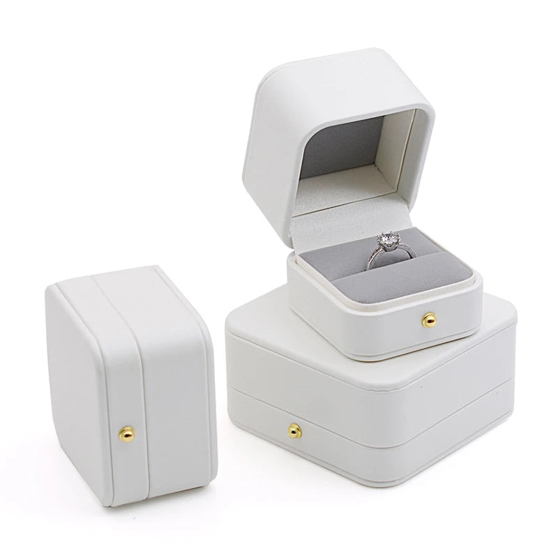 High Quality Pu Leather Jewelry Packaging Gift Box Proposal Ring Box Brooch Earring Display Box Necklace Collection Box