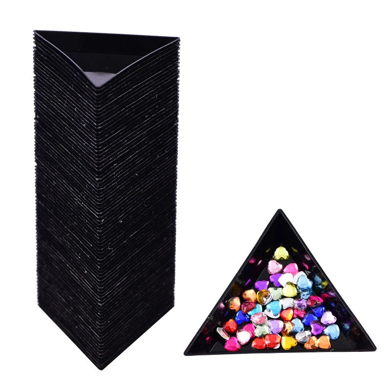 Wholesale 100Pcs/lot Plastic Triangle Jewelry Sorting Tray Gemstone Collection Storage Beads Crystal Nail Art Tool Tray
