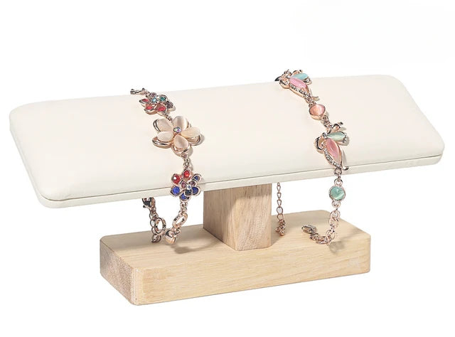 Jewelry Bracelet Display Stand Vertical T Bar Tower Organizer for Hair Band Wood Home Organization Scrunchies Desktop Showcase