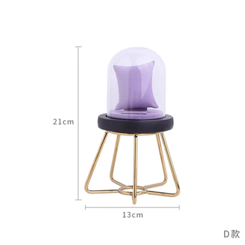 Purple with Dust and Oxidation Proof Glass Cover Jewelry Display Rack Window Ring Earrings Pendant Display Props