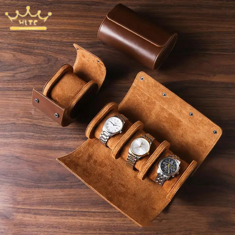 Watch Organizer Pouch High Grade Leather Watch Roll Men's and Women Wristwatch Storage Holder 1/2/3 Slots Available