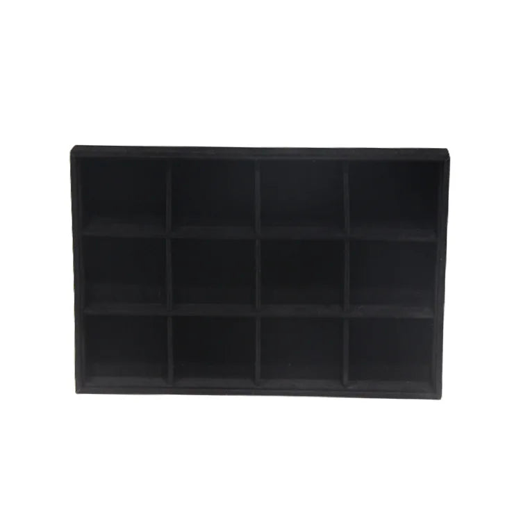 Black Velvet Ring Necklace Display Tray Earring Jade Pendant Storage Plate Large Size Rings Jewelry Organizer Box 35*24Cm