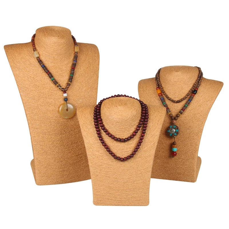 Hemp Rope Necklace Display Stand Holder Nice New Design Necklace Hanger High Quality Jewelry Display Bust Model Rack