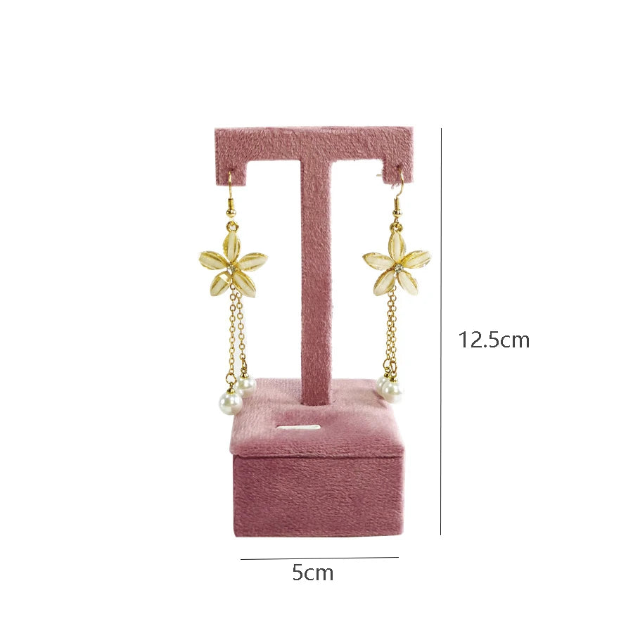 Pink Velvet Jewelry Organizer Trays Earrings Rings Holder Stud Ear Watch Bangle Storage Tray Jewelry Counter Jewelry Display
