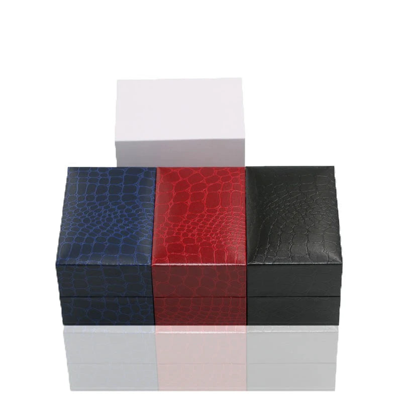 Jewelry Storage Box Crocodile Pattern Filled Leather Paper Flip Watch Packaging Gift Box Bracelet Collection Box