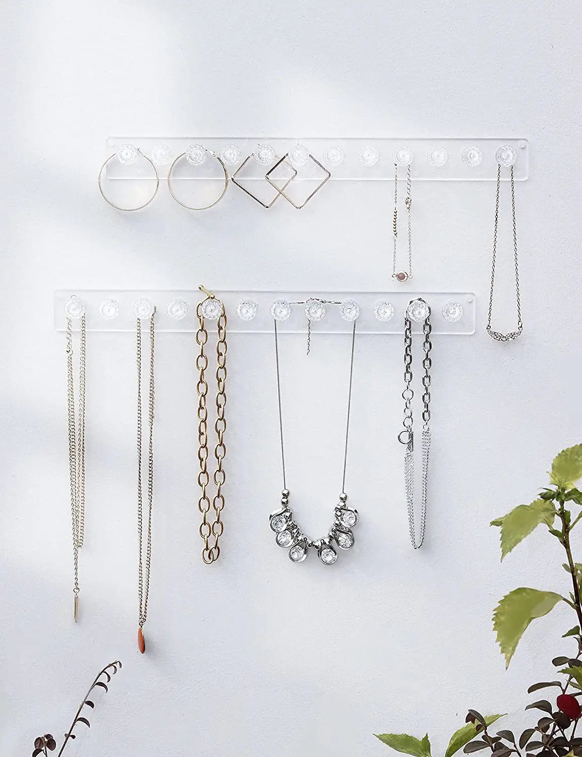 Arcylic Adhesive Paste Wall Hanging Storage Jewelry Hooks Home Display Organizer Earring Ring Necklace Hanger Holder Stand