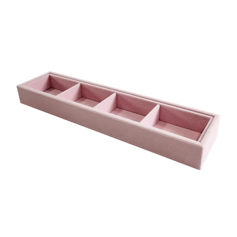 4 Grids Watch Bracelet Organizer Tray with Mini Pillows Jewelry Storage Plate Chain Watch Display Holder Tray Decorative