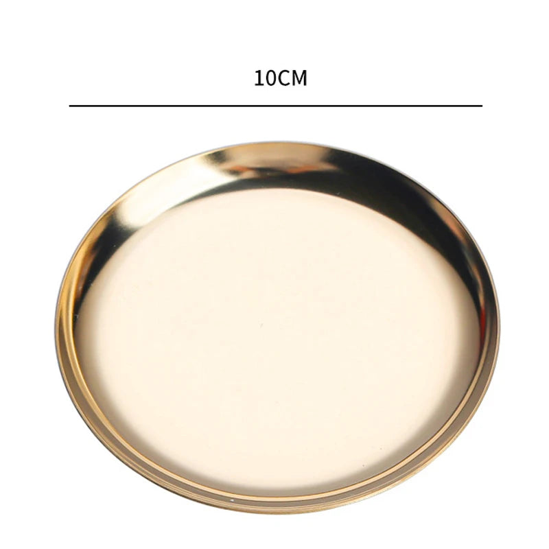 Stainless Steel Round Jewelry Display Tray Desktop Cosmetics Storage Tray Jewelry Photo Prop Tray