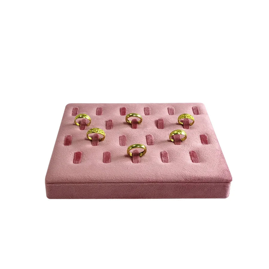 Pink Velvet Jewelry Organizer Trays Earrings Rings Holder Stud Ear Watch Bangle Storage Tray Jewelry Counter Jewelry Display