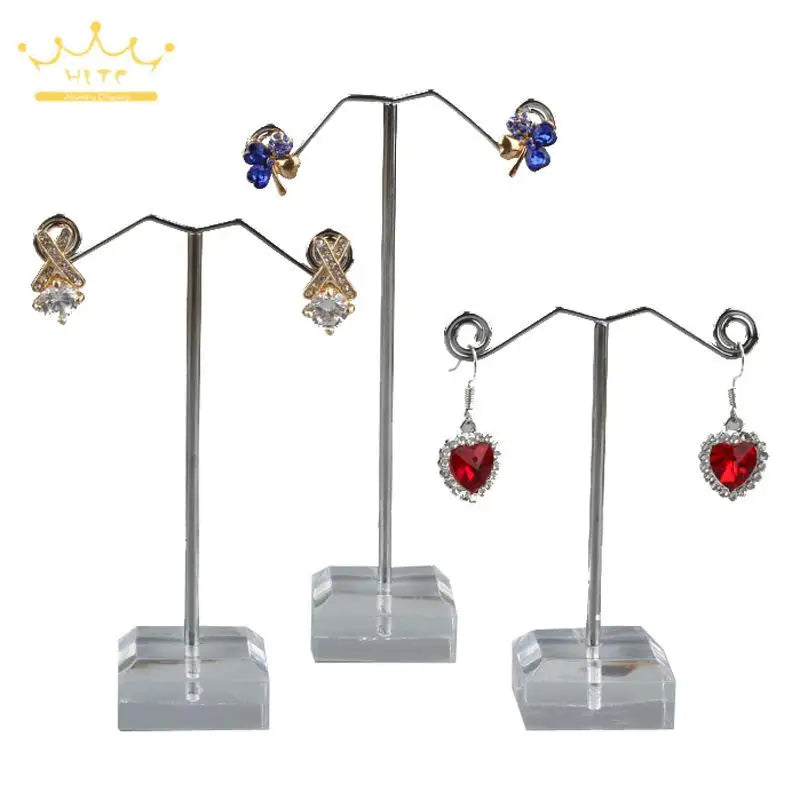 Earring Display Stand Jewelry Rack Bracelet Displays Holder Metal Earrings Stud with Acrylic Base 3Pcs/set Tassel Dangle Rack