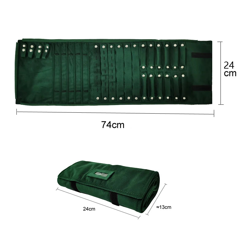 Dark Green Jewelry Velvet Bag Exhibitor Set Jewelry Storage Case Wrist Watch Necklace Display Holder Rings Pendants Packaging