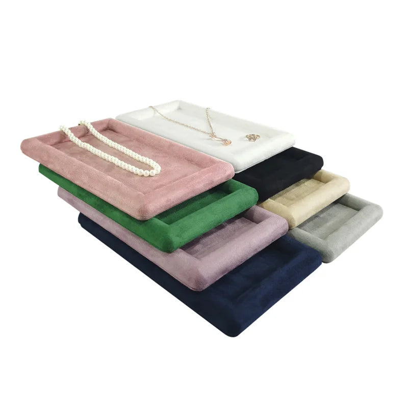 Colorful Fabric Tray High Quality Earrings Rings Organizer Jewelry Necklace Watch Storage Trays 12*12Cm and 12*20Cm