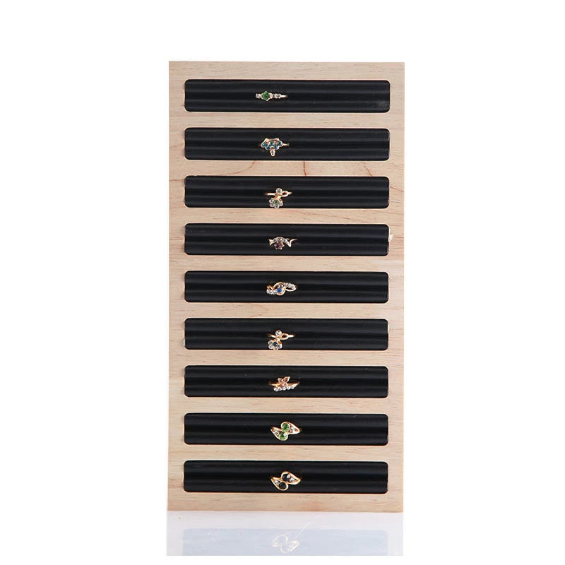 Natural Wood Square Earrings Rings Display Tray Jewelry Storage Plate Store Exhibitors Counter Showcase Props