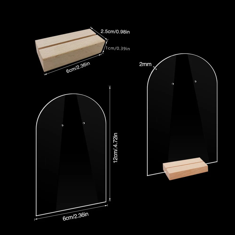 Acrylic Earrings Organizer Ear Studs Display Rack Arch Show with Wooden Bases Personal Dressing Table Jewelry Storage Rack