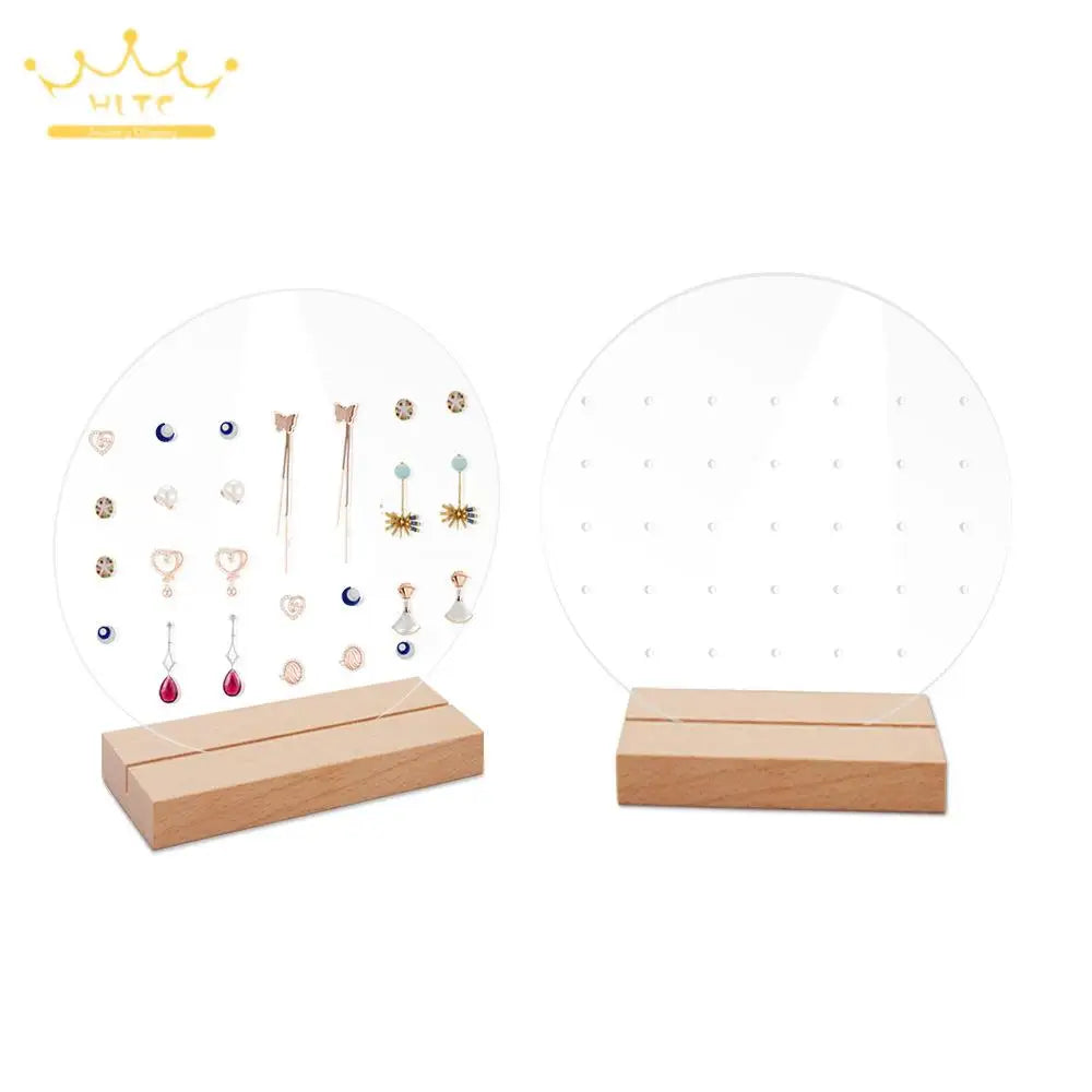 Acrylic Earrings Organizer Ear Studs Display Rack Arch Show with Wooden Bases Personal Dressing Table Jewelry Storage Rack