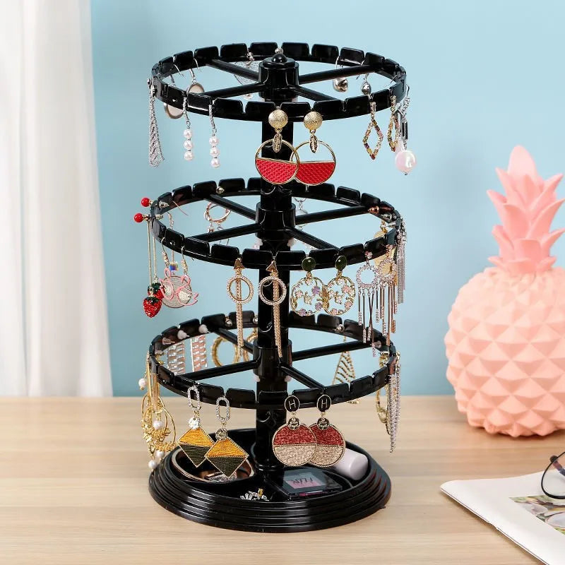 Multi-Layer Rotating Earring Organizer Earring Display Stand Bracelet Necklace Trinket Stand Scrunchie Jewelry Tray
