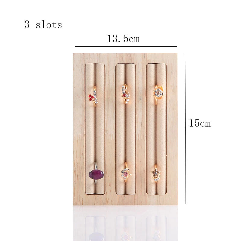 Natural Wood Square Earrings Rings Display Tray Jewelry Storage Plate Store Exhibitors Counter Showcase Props