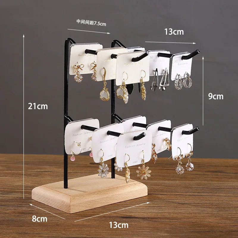 Bracelet Earring Display Holder with Wood Base Earrings Cardboard Storage Rack Jewelry Organizer Key Chain Bracelet Fram