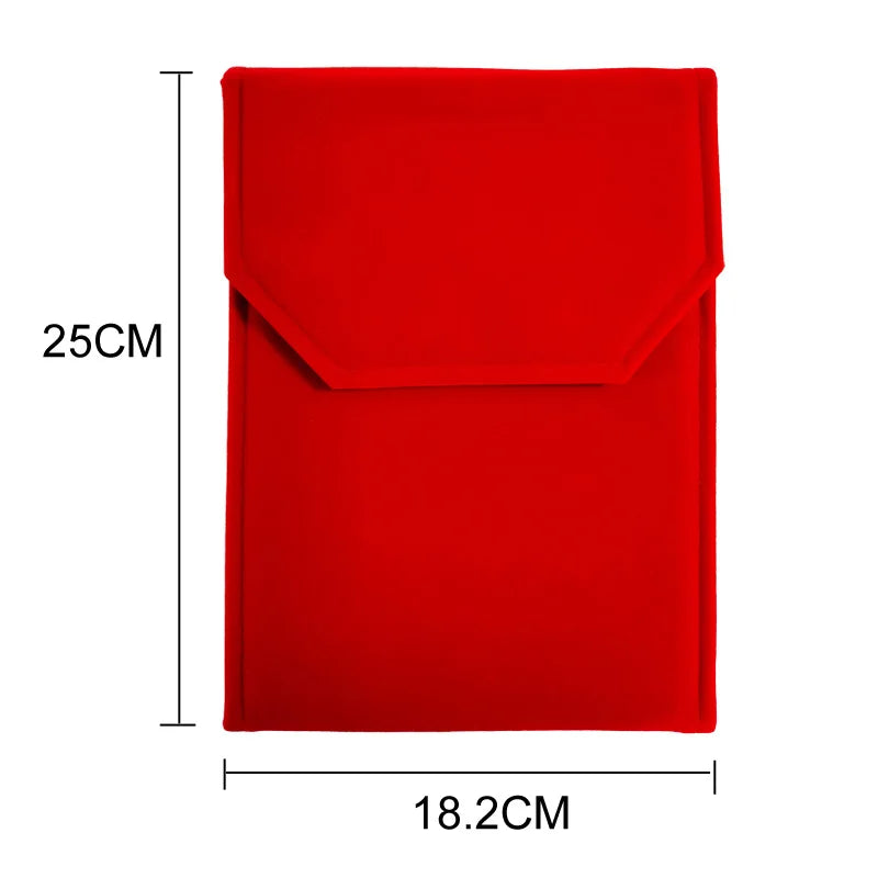 Chinese Red Necklace Organizer Velvet Jewelry Holder Pearl Necklace Storage Bag for Exhibitor Gold Chain Jewelry Holder