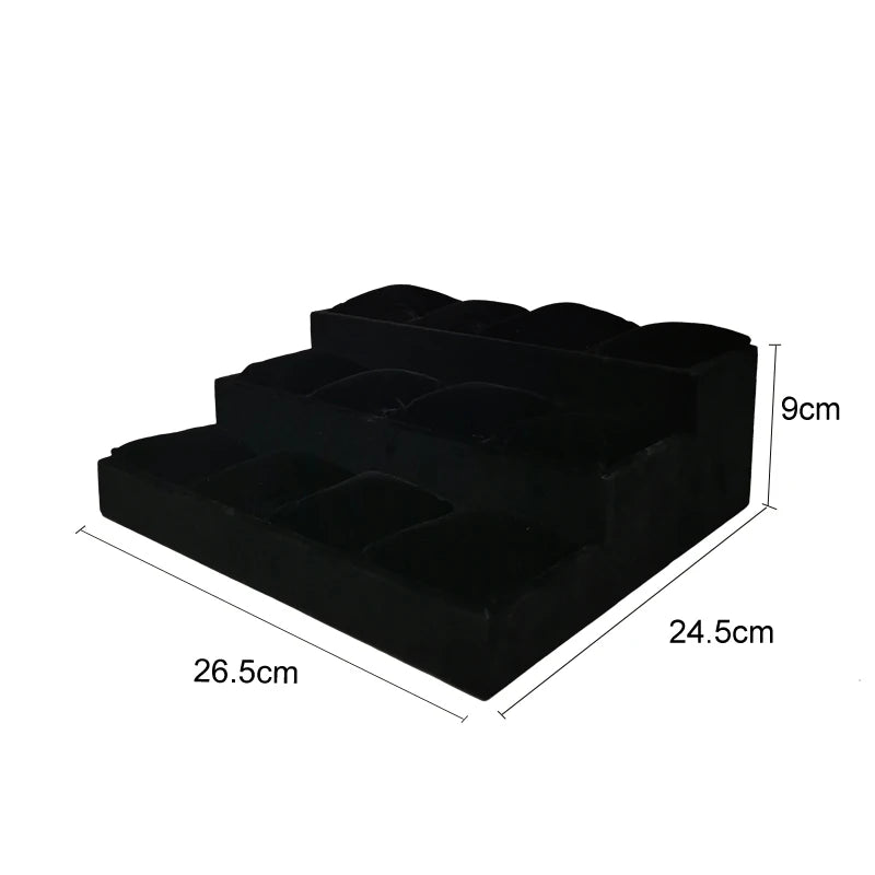 High Grade Pu White Display Plate Watch Bracelet Ring Gray Velvet Tray Black Watch Display Frame Organizer Earring Storage