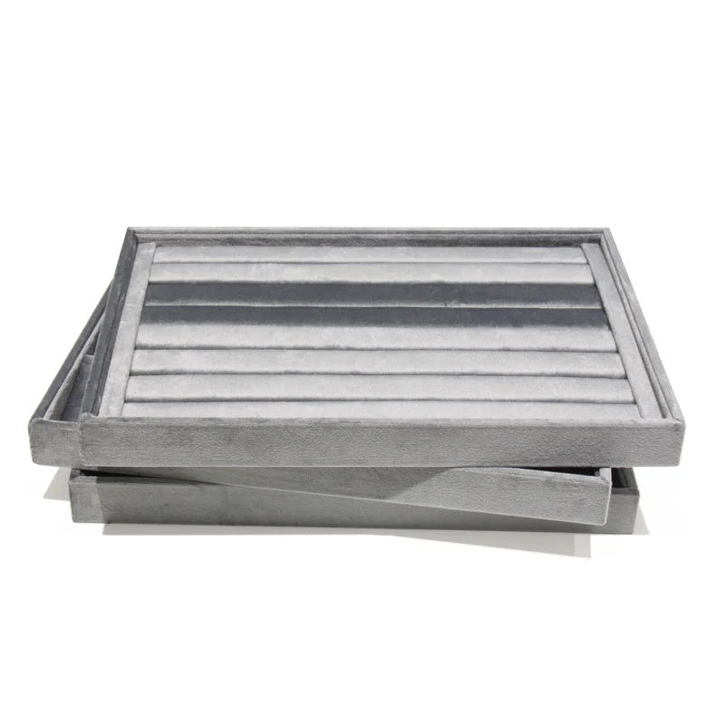 Dark Gray Velvet Tray for Jewelry Ring Bracelet Necklace Storage Organizer Earrings Pendant Holder Jewelry Packaging Trays