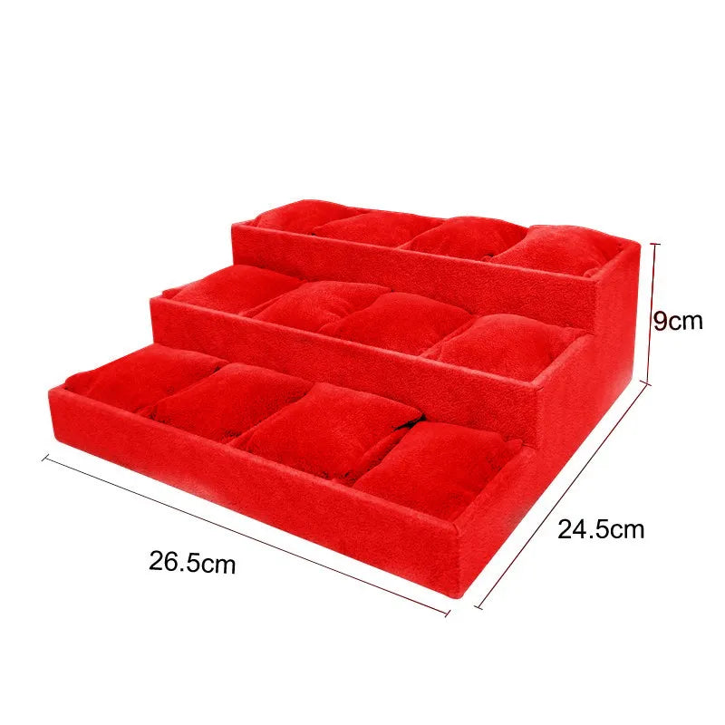 High Grade Pu White Display Plate Watch Bracelet Ring Gray Velvet Tray Black Watch Display Frame Organizer Earring Storage