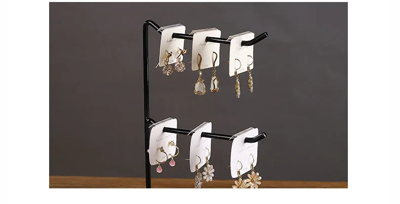 Bracelet Earring Display Holder with Wood Base Earrings Cardboard Storage Rack Jewelry Organizer Key Chain Bracelet Fram