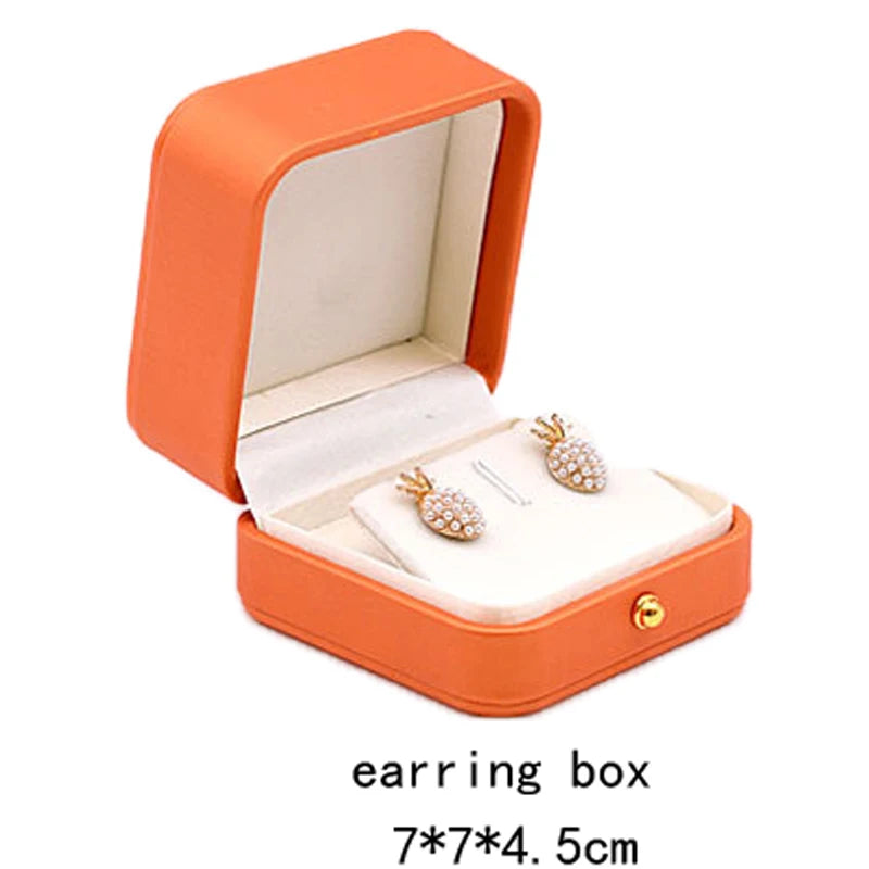 High Quality Pu Leather Jewelry Packaging Gift Box Proposal Ring Box Brooch Earring Display Box Necklace Collection Box