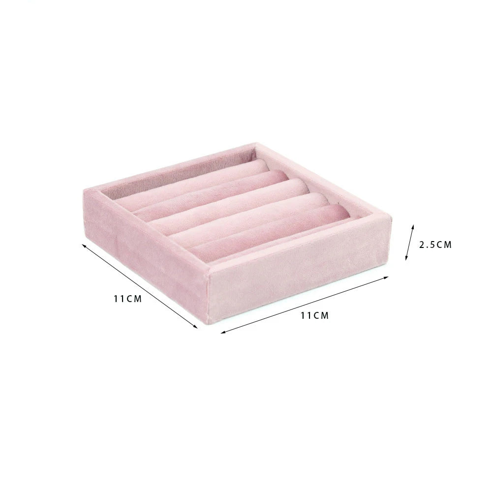 Jewelry Organizer Earring Necklace Display Stand Quality Pink Velvet Ring Tray Pendant Storage Plate Watch Bracelet Holder