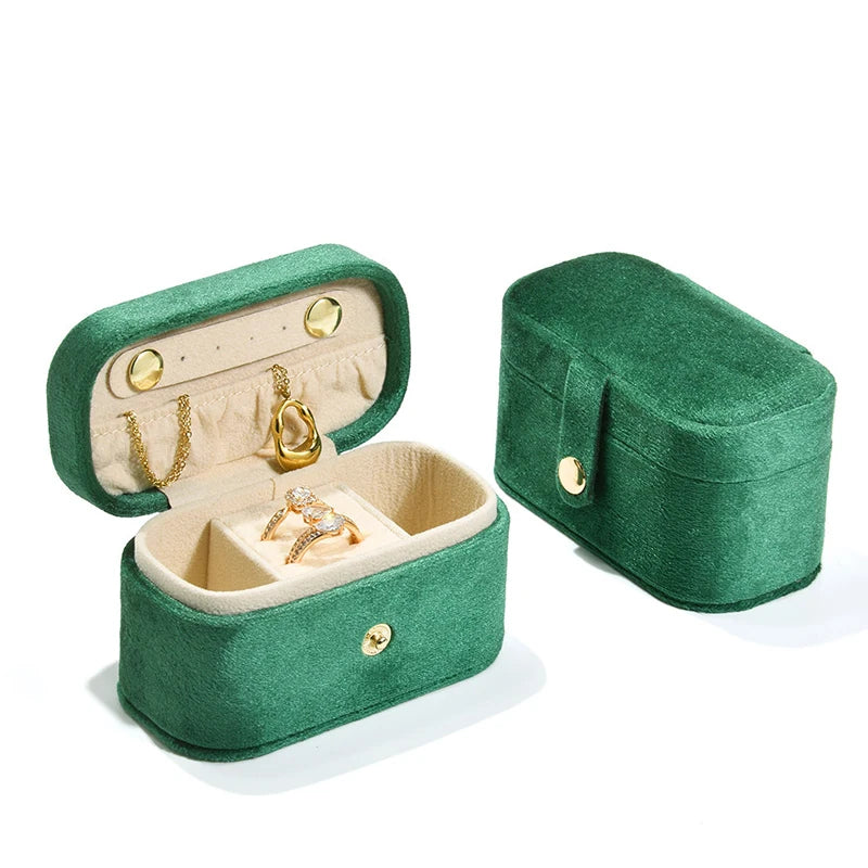 Portable Velvet Small Jewelry Box Jewelry Packaging Box Velvet Ring Earring Container Traditional Festival Gift Packing Boxes
