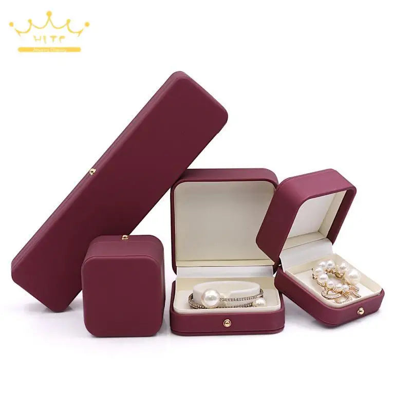 High Quality Pu Leather Jewelry Packaging Gift Box Proposal Ring Box Brooch Earring Display Box Necklace Collection Box