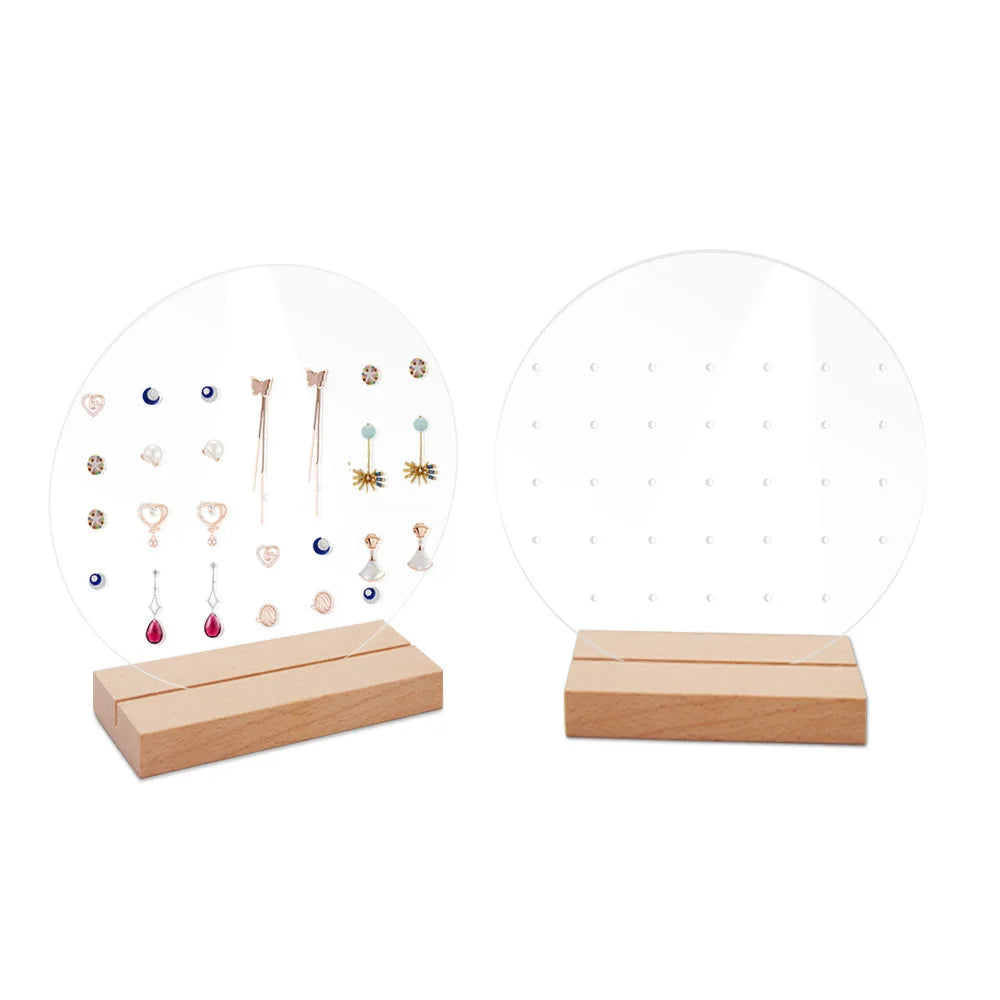 Acrylic Earrings Organizer Ear Studs Display Rack Arch Show with Wooden Bases Personal Dressing Table Jewelry Storage Rack
