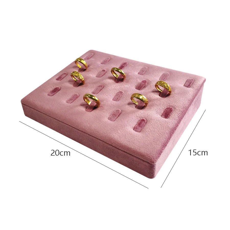 Pink Velvet Jewelry Organizer Trays Earrings Rings Holder Stud Ear Watch Bangle Storage Tray Jewelry Counter Jewelry Display